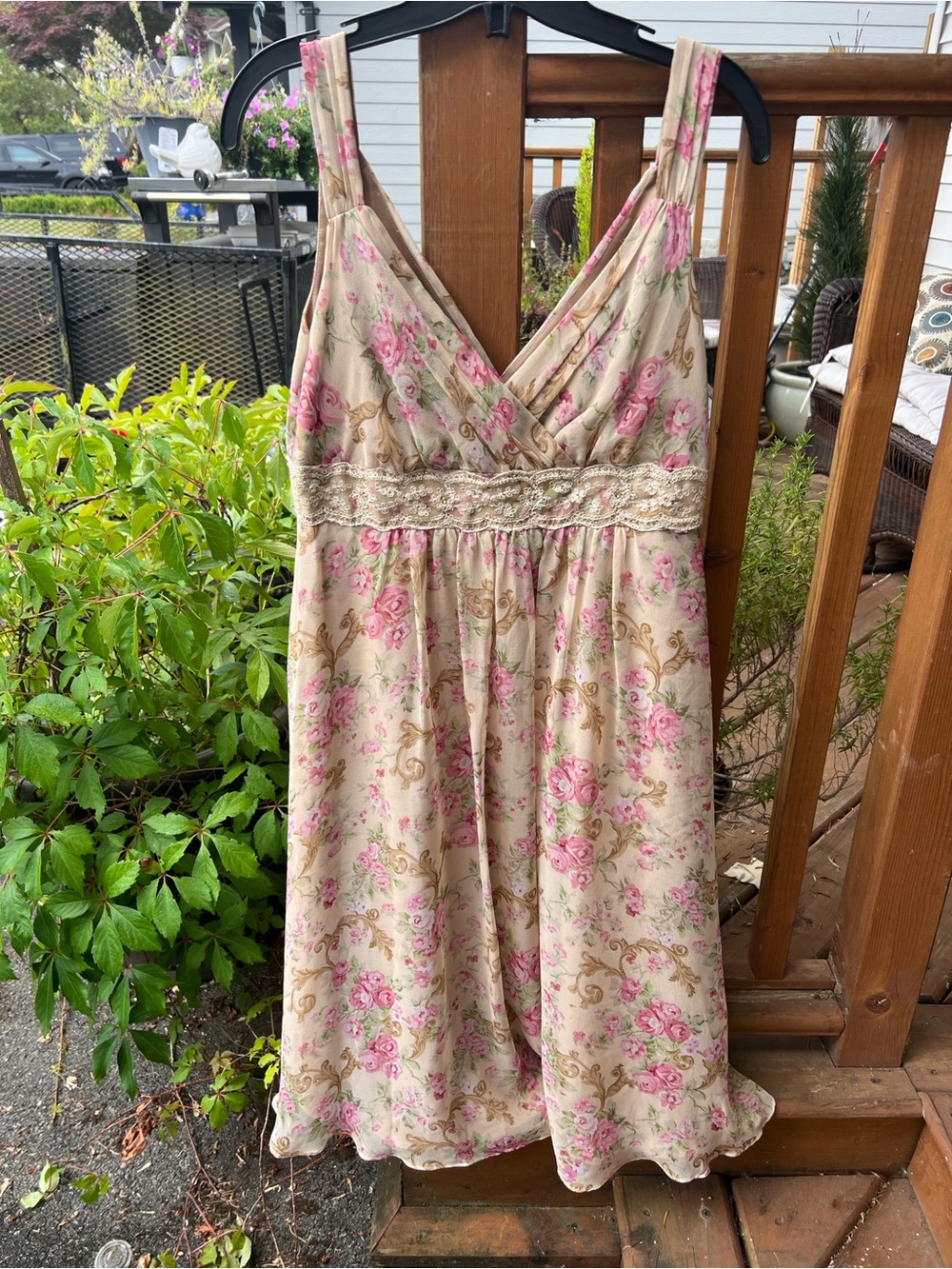 Signature By Robbie Bee Silk Floral Cottagecore Dress Size 6 Shabby Chic Vintage